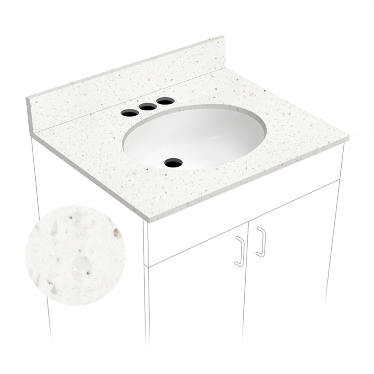 Rynone 25'' Solid Surface Single Vanity Top with Sink Faucet Holes Wayfair Canada